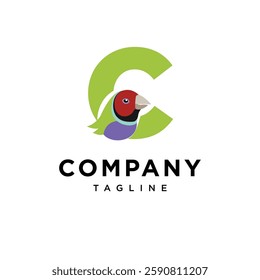 Letter C Gouldian finch Logo Icon Vector