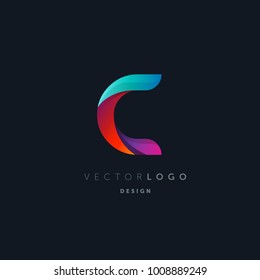 Letter C gradient 3d logo vector, multi colour letter icon template.