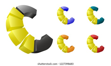 Letter C gradient 3d vector logo, multi color icon letters template. Eps10