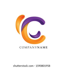 Letter C gradient color technology logo design vector illustration. C lettermark tech design corporate template logo