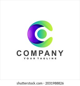 diseño de logotipo de gradiente de letra c