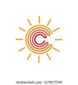letter c gradient sun light  linear logo 