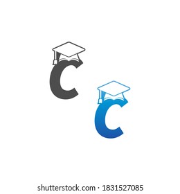 Letter C graduation cap concept design template