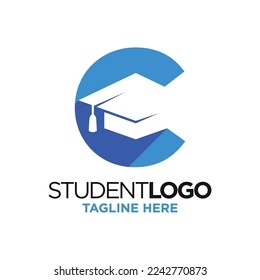 Letter C Graduation Hat Logo Design Template Inspiration, Vector Illustration.