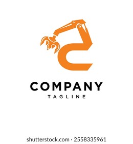 Letter C Grapple Excavator Logo Icon Vector