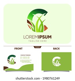Ilustración gráfica del icono del vector del logotipo de gramaje de la letra C