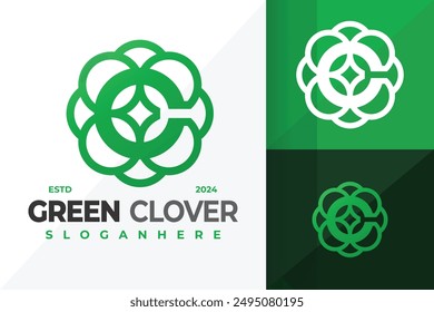 Letter C Green Clover Leaves Logo design vector symbol icon illustration