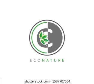 Letter C Green Leaf , Eco Nature C Logo Icon.