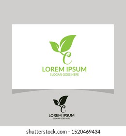 Letter C Green Leaf Logo vector template 