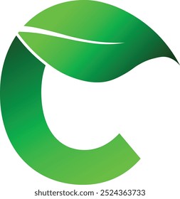 Letra C verde folha logotipo orgânico
