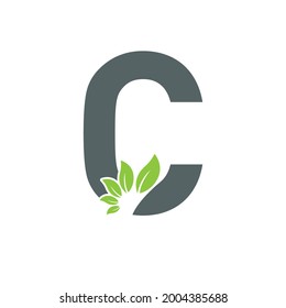 Letter C Green Leaf Style logo or symbol template design