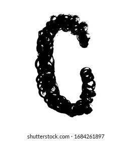 The letter C. Grunge ink alphabet, isolated on white background. Hand drawn with ink. Vector illustration.