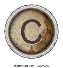 Letter C Grunge Typewriter Key