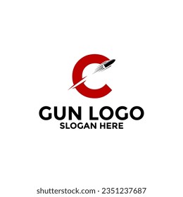 Letter C and Gun logo icon design, Gun Logo vector template