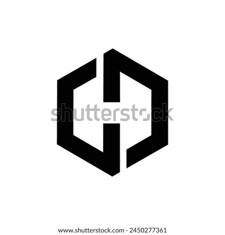 Letter c h d negative space hexagon shape creative monogram logo