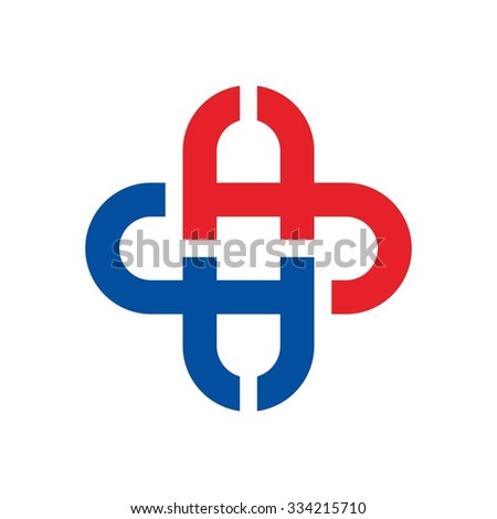letter c and letter h forming a cross logotype. c and h logotype. cross of healthcare.