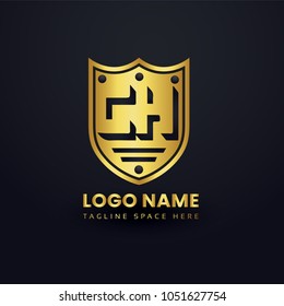Letter C and Letter H Logo Vector with Gold Emblem Shield Design Abstract.