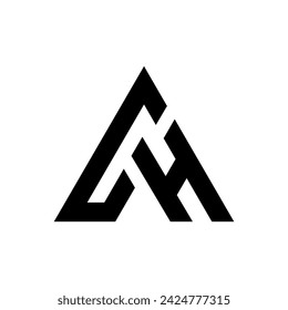 Letra c h una moderna forma de triángulo creativo monograma tipografía logo idea