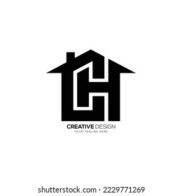 Letter C H real estate house business logo