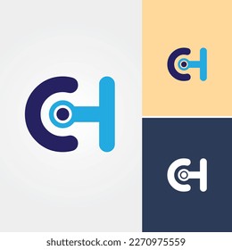 Letter C and H Tech Logo Design Vector