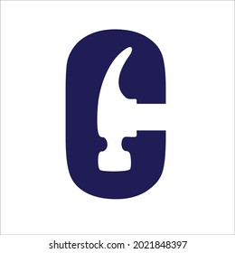 letter C with hammer in the middle
