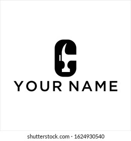 letter c and hammer vector logo graphic modern abstract