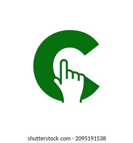 Letter C with a hand click ready to use
