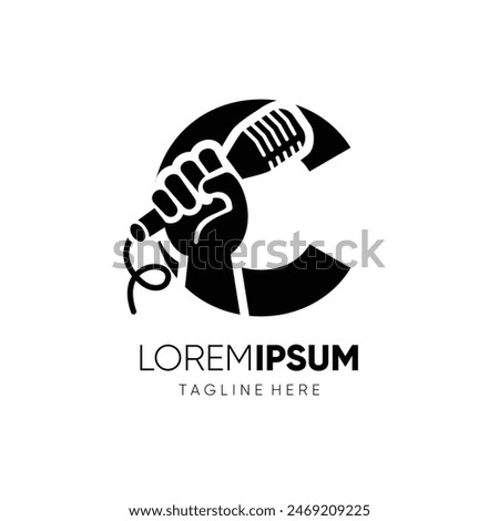 Letter C Hand with Microphone Logo Design Vector Icon Graphic Emblem Symbol Ilustration