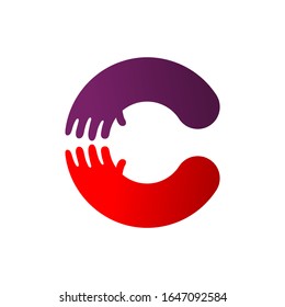 Letter C With Hand Shape Logo Vector