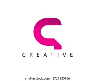Letter C Handwriting Logo Symbol. Initial Name Pink Logo. Vector logo for business and company identity