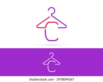 Letter C hanger logo design. Vector combination of hook and letter
