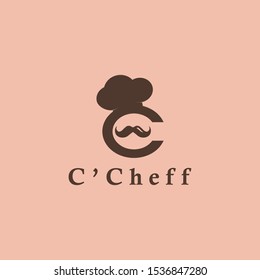 letter c and hat chef logo vector