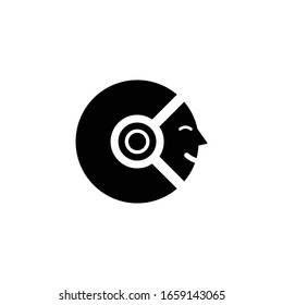 Letter C + headset + happy. Call center logo icon vector.