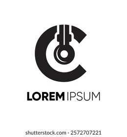 Letter C Headset Logo Design Vector Icon Graphic Emblem Symbol Illustration