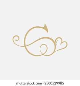Letter C heart logo icon design template elements