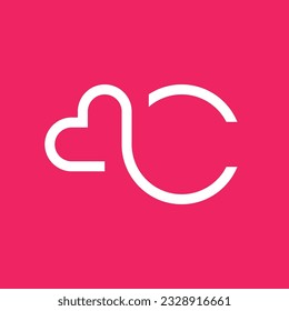 Plantilla de logotipo creativo para el amor al corazón de la letra C