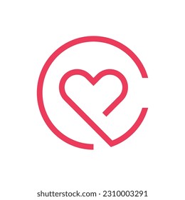 Letter C heart modern minimal logo design