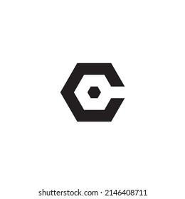 
Letter C hexagon dot simple symbol logo vector