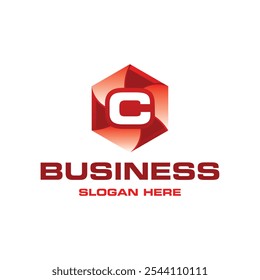 Letra C hexágono Tecnología geométrica Diseño creativo Logotipo de Plantilla