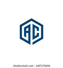 Letter A C hexagon icon logo design concept