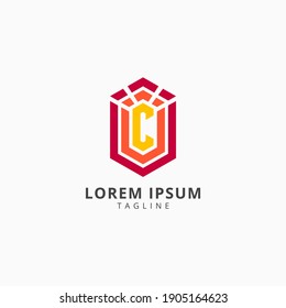 LETTER C HEXAGON INITIAL LOGO VECTOR TEMPLATE SUITABLE FOR BUSINESS AND PERSONAL BRAND