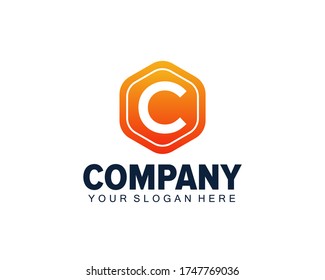 plantilla de diseño del logotipo de letra c hexágono. ió c. 