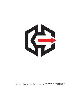 letra c hexagonal geométrica seta linha logotipo vetor 
