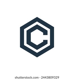 letter C hexagonal property logo vector illustration template design