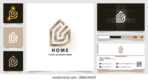 Letter C or home monogram logo with business card design