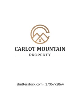 letter C, home, and mountain logo design. Simpe and minimalist logo design.