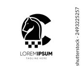 Letter C Horse Chess Logo Design Vector Icon Graphic Emblem Symbol Illustration