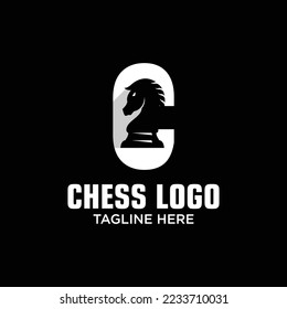 Letter C Horse Chess Logo Design Template Inspiration, Vector Illustration.