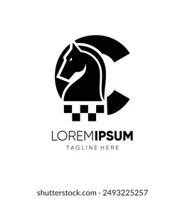 Letra C Caballo Ajedrez Logo Diseño Vector Icono Gráfico Emblema Símbolo Ilustración