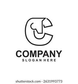 Letter C Horse Flat Modern Minimalist logo design template